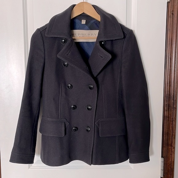 BURBERRY Double-Breasted Cropped Coat Jacket Size 4 - Picture 7 of 14